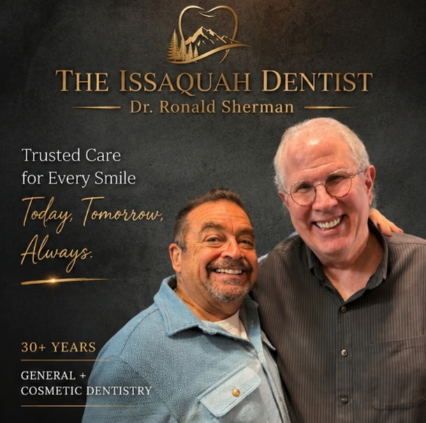 Patient thanking Dr. Ron Sherman for his smile at The Issaquah Dentist