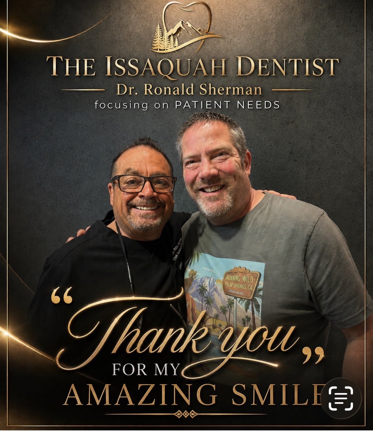 Dr. Ron Sherman with a happy patient - healthy smiles, confident lives